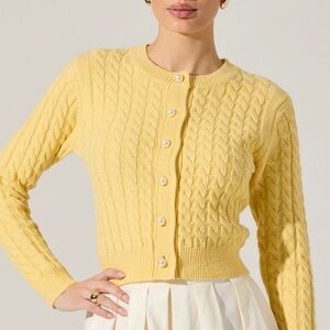 LIKE NEW ASTR THE LABEL Pearl Button Cable Knit Cardigan